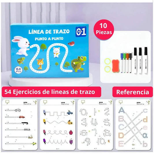 Libro Didáctico Educativo Línea De Trazo Punto a Punto
