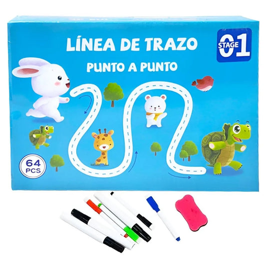 Libro Didáctico Educativo Línea De Trazo Punto a Punto